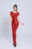 Sexy Alta Elasticidad Talla Grande para Hombre y Mujer Manga Corta Cuerpo Completo Aceitoso Sedoso Brillante Europeo y Americano Monos Transparentes y Suaves