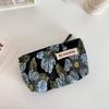 26229 Bolsa de Cosméticos Combinada con Flor Francesa en Relieve, Bolso de Mano Sencillo Portátil, Bolso Clutch Casual para Teléfono Móvil para Caminar