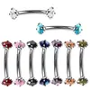 Piercing de sobrancelha em aço inoxidável com zircônia cúbica redonda, haste curva e design popular entre europeus e americanos. Ideal para piercing de sobrancelha, lábio e unha.