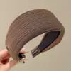 Faixa de cabeça de alta qualidade estilo coreano com aba larga, faixa de cabelo de tricô para outono e inverno, presilha para franja da testa, acessório de cabelo estilo vintage