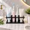 Suporte Multifuncional de Acrílico para Escova de Dentes Prateleira de Armazenamento para Banheiro de Casa Armazenamento na Bancada do Banheiro Pasta de Dente Sabonete Facial