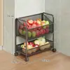 Prateleira de Armazenamento de Cozinha Multicamadas de Chão para Frutas e Legumes Carrinho Móvel Doméstico Prateleira de Armazenamento de Brinquedos para Banheiro Sala de Estar