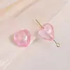 Coração de Vidro Perfurado Rosa Doce e Delicado Contas Soltas Pulseira Material DIY Colar Brincos Pingente Acessórios de Joias