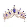 Elegante Tiara de Cristal Dourado com Pedras Navete Grandes Ideal para Casamentos e Ocasiões Especiais Apresenta um Deslumbrante Design Azul e Dourado Perfeita para Noivas Eventos Formais e Aqueles que Procuram um Acessório de Cabeça Luxuoso e Brilhante