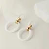 Pendientes Ovalados Huecos de Acrílico de Colores Dulces con Cierre a Presión Pintados en Spray Moda Retro Versátil Joyería Geométrica para Orejas