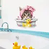Zn3269C Banheira de Desenho Animado Pato Amarelo Toalha de Banho Fofa Gato Adesivo de Parede Autoadesivo Decoração para Quarto Infantil Banheiro
