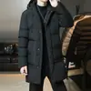 Producto principal transfronterizo 2026: Abrigo de algodón de longitud media para hombre, tallas grandes M-8XL, chaqueta de algodón con capucha de color liso para otoño e invierno, estilo coreano, corte holgado