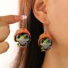 Pendientes acrílicos creativos transfronterizos europeos y americanos para mujer, modernos pendientes de Halloween con diseño de lápida, calavera, cereza y rana leyendo