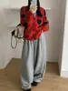 Moda de Inverno 2025 Versátil Gola V Emagrecedor e Rejuvenescedor Padrão Diamante Cardigan Suéter de Tricô com Estilo Relaxado e Design de Coração