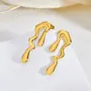 Pendientes Retro Europeos y Americanos de Acero Inoxidable Dorado Nicho Gama Alta Bohemio Textura Geométrica Pendientes Exagerados para Mujer