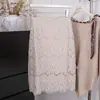 Falda Lápiz Sexy Estilo Puro Deseo Flor de Anacardo Encaje para Mujer Otoño Invierno Nuevo Estilo Temperamento Único Color Sólido Midi
