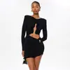 Vestido de Verão Europeu e Americano Novo Estilo com Laço de Pérola Costas Abertas Slim Linha A Moda Estilo Hot Girl Saia Curta