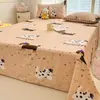 Lençol de Cama de Algodão Desenho Animado Peça Única 100% Algodão Puro Lençol de Cama Solteiro/Casal para Dormitório de Estudante Fronha Conjunto de Três Peças Adequado para Todas as Estações
