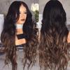 Conjunto de perucas femininas estilo europeu e americano longo cabelo cacheado dividido em grandes ondas gradualmente mudando de cor fabricantes de perucas de fibra química vendas diretas