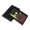 Juego de vajilla occidental en caja de regalo negra, cuchillo y tenedor chapados en titanio multicolor, cuchara, cucharilla de café, caja de regalo, juego de 4 piezas, logotipo imprimible