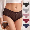 Comércio Exterior Europeu e Americano Tamanho Grande Renda Cintura Média Puro Desejo Sexy Respirável Vazado Levanta Bumbum Algodão na Virilha Lingerie Feminina Fio Dental Sexy