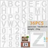 Suministro Exclusivo Transfronterizo de Juego de 36 Piezas de Plantillas de Letras del Alfabeto Inglés Pintadas con Números 62 Decoración de Pared Hueca para Pintar