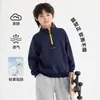 Nueva Tendencia de Moda Otoño para Niños Camiseta Deportiva Exterior con Media Cremallera 2026 Top Cómodo Holgado