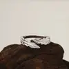 Anillo Cuadrado Hoja de Arce para Mujer Plata de Ley S925 Simple Moda Lujo Ligero Estilo Mori Artístico Elegante Hoja Anillo Abierto Anillo