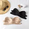 Kaka Mismo Estilo Delgado Brillante Una Pieza Envolvente Sin Tirantes Envoltura para el Pecho Sexy Push-up Sujetador Invisible Antideslizamiento Ropa Interior Ligera para Mujer