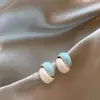 Pendientes de Vidrio Goteado Deslavado de Color Contrastante Elegantes de Lujo Ligero y Gama Alta Pendientes Nuevos 2025 Pendientes Asimétricos Únicos para Mujer