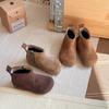Botas de Cuero para Niños 2026 Otoño e Invierno Nuevas Estilo Coreano Botas Retro Birkenstock de Media Caña para Niñas Botas Cortas con Forro de Felpa para Niños