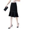 Falda de Primavera, Verano y Otoño 2024 Nueva Falda Línea A Slim Fit Falda Cola de Pescado Cintura Alta Holgada Look Adelgazante Falda Negra para Mujer