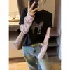 Camiseta de Manga Larga con Bloques de Color de Pony de Dibujos Animados Falsa de Dos Piezas para Mujer, Nuevo Estilo Top Primavera Temprana 2026