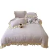 Conjunto de Cuatro Piezas de Encaje Clase A y Vellón de Leche Estilo Princesa Francesa INS Color Sólido Engrosado Cálido Bebé Vellón Fale Vellón Tres Piezas