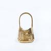 Bolsa Brilhante Retro Personalizada com Lantejoulas, Folha de Ferro Dourada Tecida à Mão, Bolsa Grossa tipo Sela para Celular e Batom, Bolsa da Moda