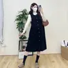 Vestido para Grávidas 2024 Outono Nova Moda Gola V Manga Longa Loose Veludo Cotelê Saia Camisa Básica Slim