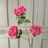 Flores Artificiales de Rosa en Capas de 3 Cabezas con un Toque de Alta Gama para Decoración del Hogar, Adornos de Flores Falsas, Accesorios para Fotografía y Flores Artificiales de Exportación