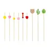 Palillos Desechables para Frutas Creativos de Arte Brochetas de Bambú Brochetas de Espino Confitado Palillos Decorativos para Cócteles Hamburguesa Sello de Palillo de Dientes