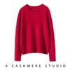 Outono e Inverno Novo Estilo Jacquard Vazado Gola Redonda Suéter Feminino de Tricô Longa Manga Cor Sólida Elegante Todo em Cashmere