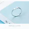 Anillo de plata S925 para mujer, estilo coreano, con diseño distintivo de estrella y luna, joyería elegante y sencilla J3299