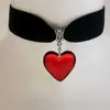 Comércio Transfronteiriço Junan Estilo Gótico Grande Coração de Vidro Vermelho Colar de Veludo Preto Venda Direta do Fabricante
