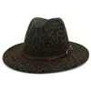 AliExpress Amazon otoño e invierno Nuevo sombrero de tweed con estampado de leopardo Moda europea y americana ala ancha Sombrero Jazz MNDJS256