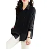 Tejido de Punto de Manga Larga para Mujer, Nueva Blusa de Moda Europea Otoño 2023, Top Casual de Talla Grande Falso de Dos Piezas, Estilo para Ir al Trabajo