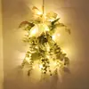 Decoração de Parede de Buquê Invertido de Eucalipto Estilo Floresta Folha de Dinheiro Flor Artificial Decoração de Casamento Pingente Flor Artificial Maçaneta de Porta