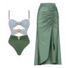 Traje de baño de estilo nuevo europeo y americano 2025 para mujer, dorado, de color combinado redondo, hueco, transfronterizo, bikini sexy de Lazada