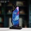 Trofeo de cristal personalizado, medalla de metal de madera, placa de vidrio autorizada, grabado, premios de competencia para empleados, honor de la empresa.