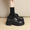 Sapatos de couro estilo britânico com cadarço, salto grosso versátil, para mulheres petite, outono 2026, sapatilhas de sola grossa de cano baixo, sapatos de um só furo estilo preppy