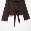 Jaqueta de Inverno 2025 Novo Estilo Europeu e Americano Fashionável Simples Versátil de Botões Duplos com Faixa na Cintura Embutida