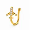 Piercing de nariz em U sem furo, europeu e americano, de moda, para uso transfronteiriço, argola de nariz sem furo, clipe de nariz de cobre requintado com zircônia, produto de piercing para comércio exterior