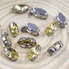 Garra de Broca Marquise com Fundo Prata 6*12mm, Broca de Garra D Acrílica Costurada à Mão, Acessórios para Roupas, Sapatos e Bolsas Feitos à Mão para DIY, Decorações