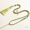 Cadena para Suéter Hecha a Mano Cuerda de Carga Alta Borla de Listón Morandi Lanyard Colgante Sólido Esmeralda Collar de Cristal de Cera de Abeja