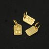 Colgante pequeño de la suerte chapado en oro de plata de ley 925 con forma de lingote y disco de cuentas, accesorios de joyería DIY.