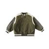 Wurib um casaco de algodão estilo baseball retrô com costura contrastante estampada e velcro para menino inverno novo top infantil