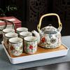 Xinmingxuan Cerámica Azul y Blanca Vintage con Filtro Juego de Té Doméstico Juego de Té Tetera de Porcelana Taza de Té Tetera de Cola Juego de Té