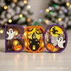 Luz Noturna de Halloween da Amazon Transfronteiriça Lanterna de Abóbora Esculpida em Madeira Enfeites Decorativos de Halloween Artesanato em Madeira